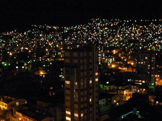 La Paz by night, view from the panoramic restaurant of Hotel Presidente