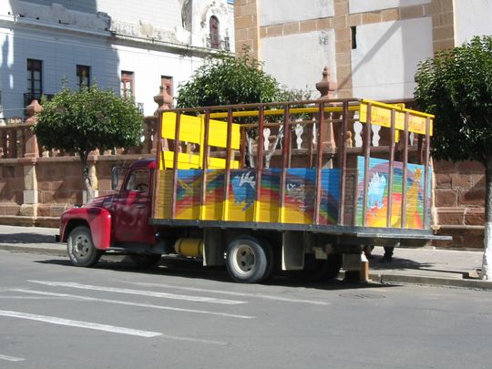 Truck carrying visitors to Cal Orcko