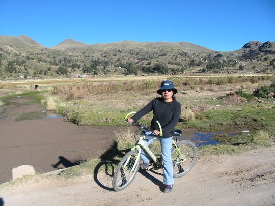 Nataly riding her rented bike