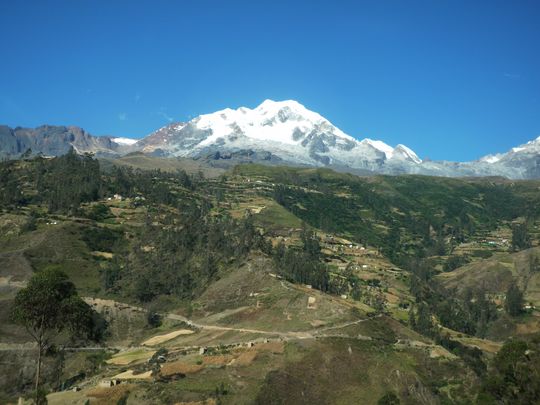 Illampu overlooking the valley of Sorata