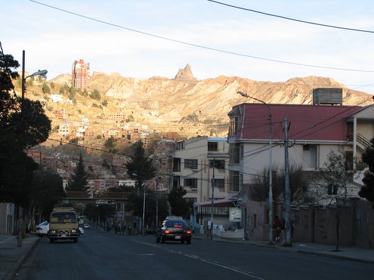 Residential area of Obrajes and Muela del Diablo Residential area of Obrajes and Muela del Diablo