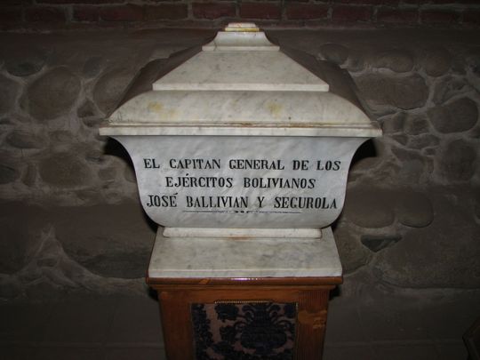 Funeral urn of José Ballivian in the crypt of heroes Funeral urn of José Ballivian in the crypt of heroes
