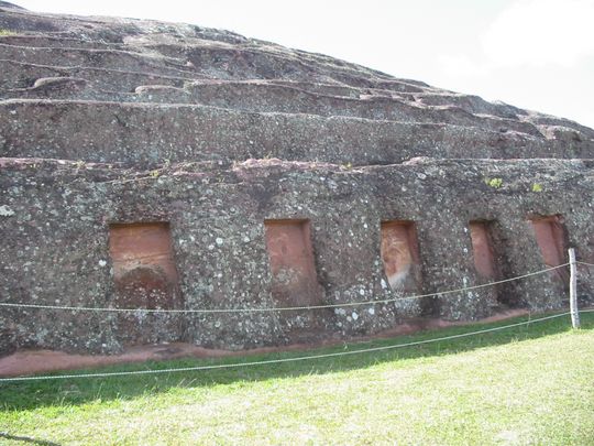 Niches carved into the rock