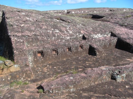 Niches carved into the rock