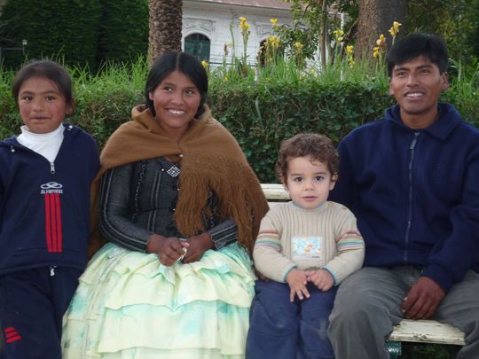 Fabien and his new friends on the village square