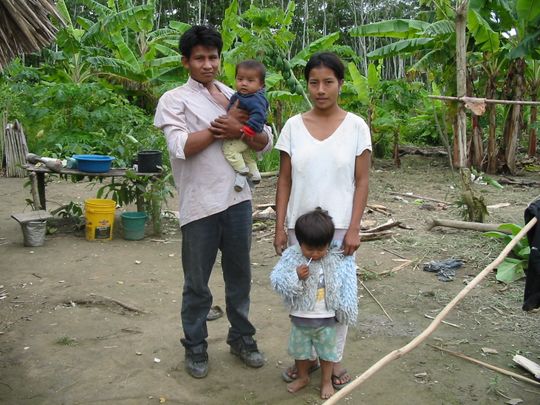Family living in the jungle hut