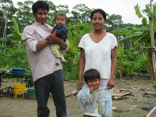 Family living in the jungle hut