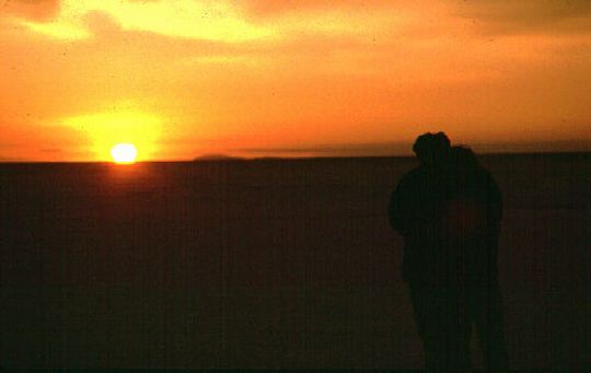 Coucher de soleil sur le Salar d'Uyuni