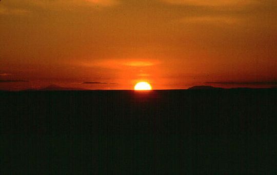 Coucher de soleil sur le Salar d'Uyuni